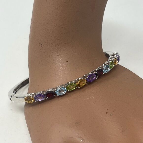 NWOT Karis STS precious gemstone hinged bangle - Picture 1 of 5